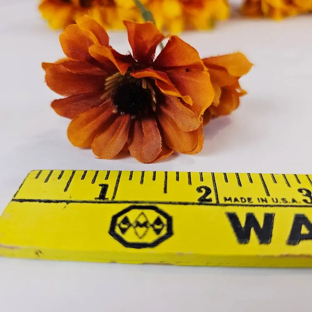43 Pc Artificial Silk Fall Flower Stems Red Orange Yellow Floral Craft Decor Lot